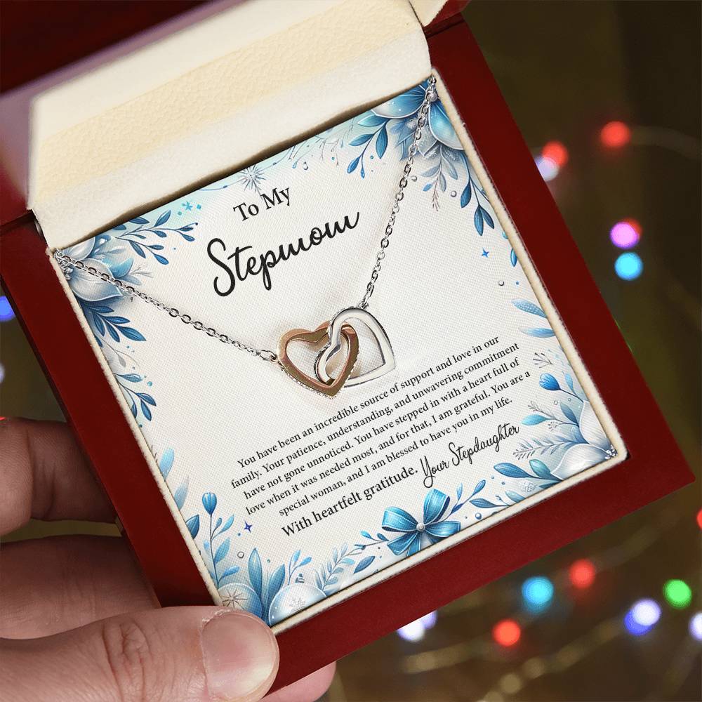 4050b Interlocking Hearts Necklace, Gift to my Stepmom with Beautiful Message Card