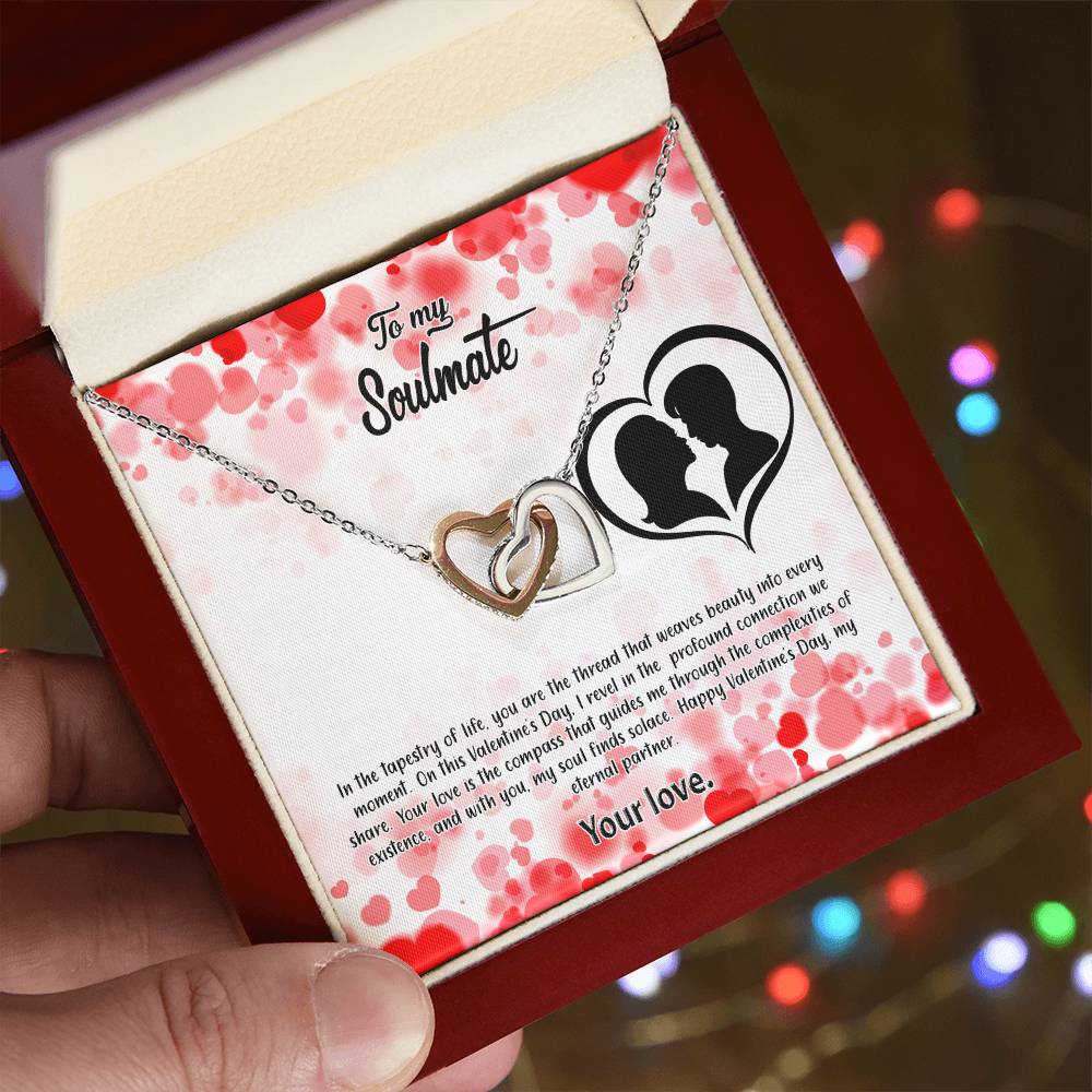 valentine-36b Interlocking Hearts neck, Gift to My Soulmate with Message Card