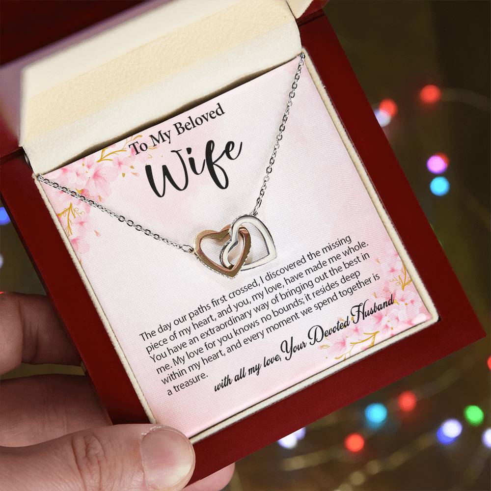 4029a Interlocking Hearts neck, Gift to my Wife with Beautiful Message Card