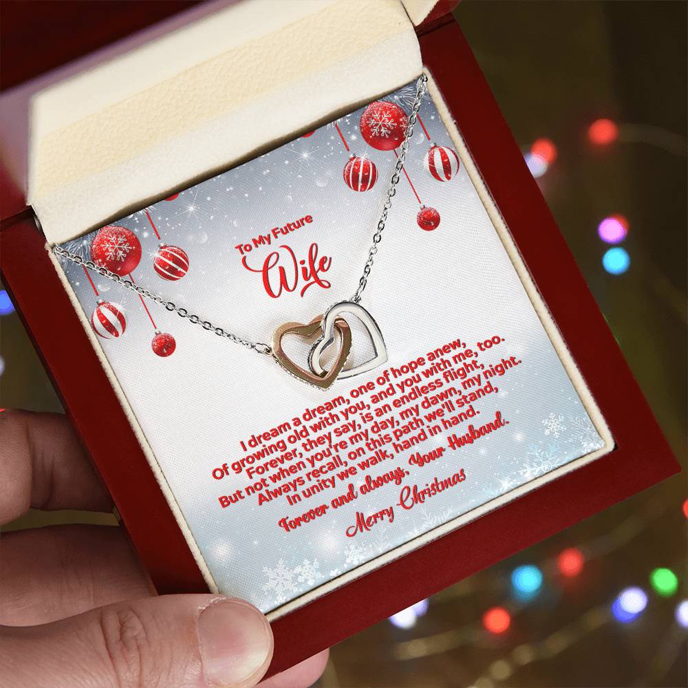 4012b Interlocking Hearts neck, Gift to my Wife with Beautiful Message Card