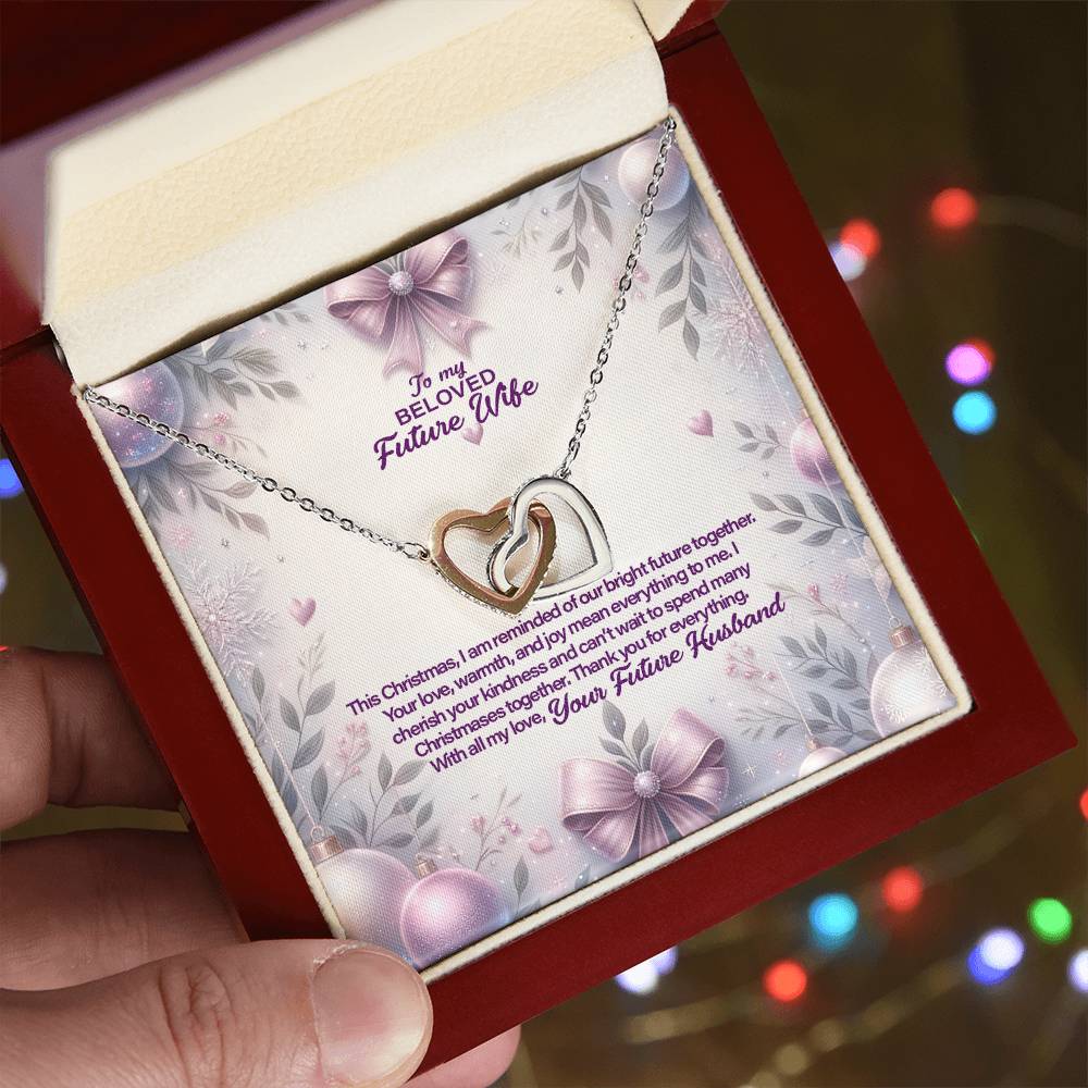 4053c Interlocking Hearts Necklace, Gift to my Future Wife with Beautiful Message Card