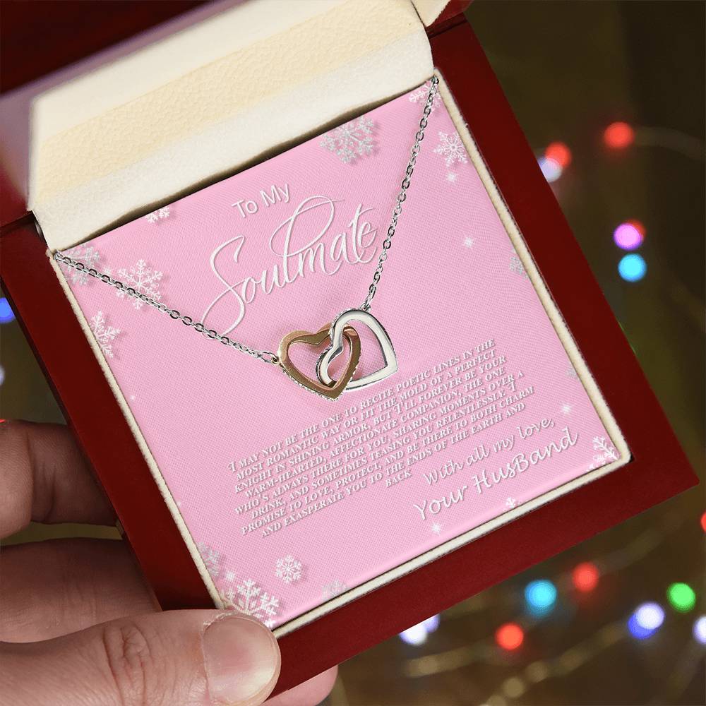 4006b Interlocking Hearts neck, Gift to My Soulmate with Message Card