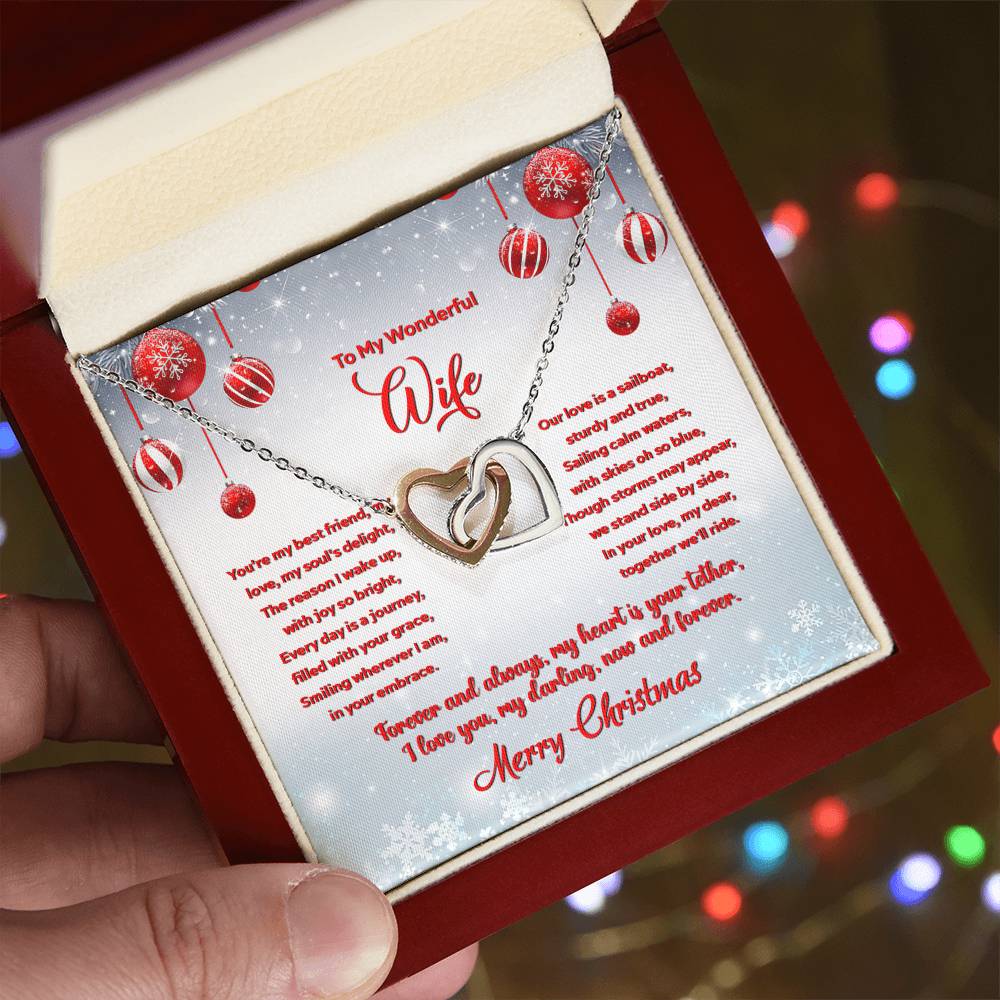 4012c Interlocking Hearts neck, Gift to my Wife with Beautiful Message Card