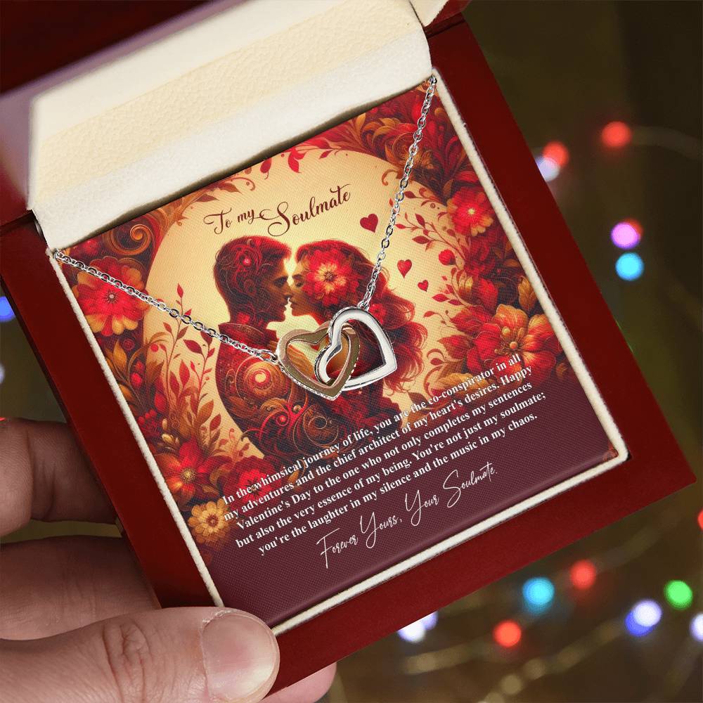 Valentine-st31b Interlocking Hearts neck, Gift to My Soulmate with Message Card