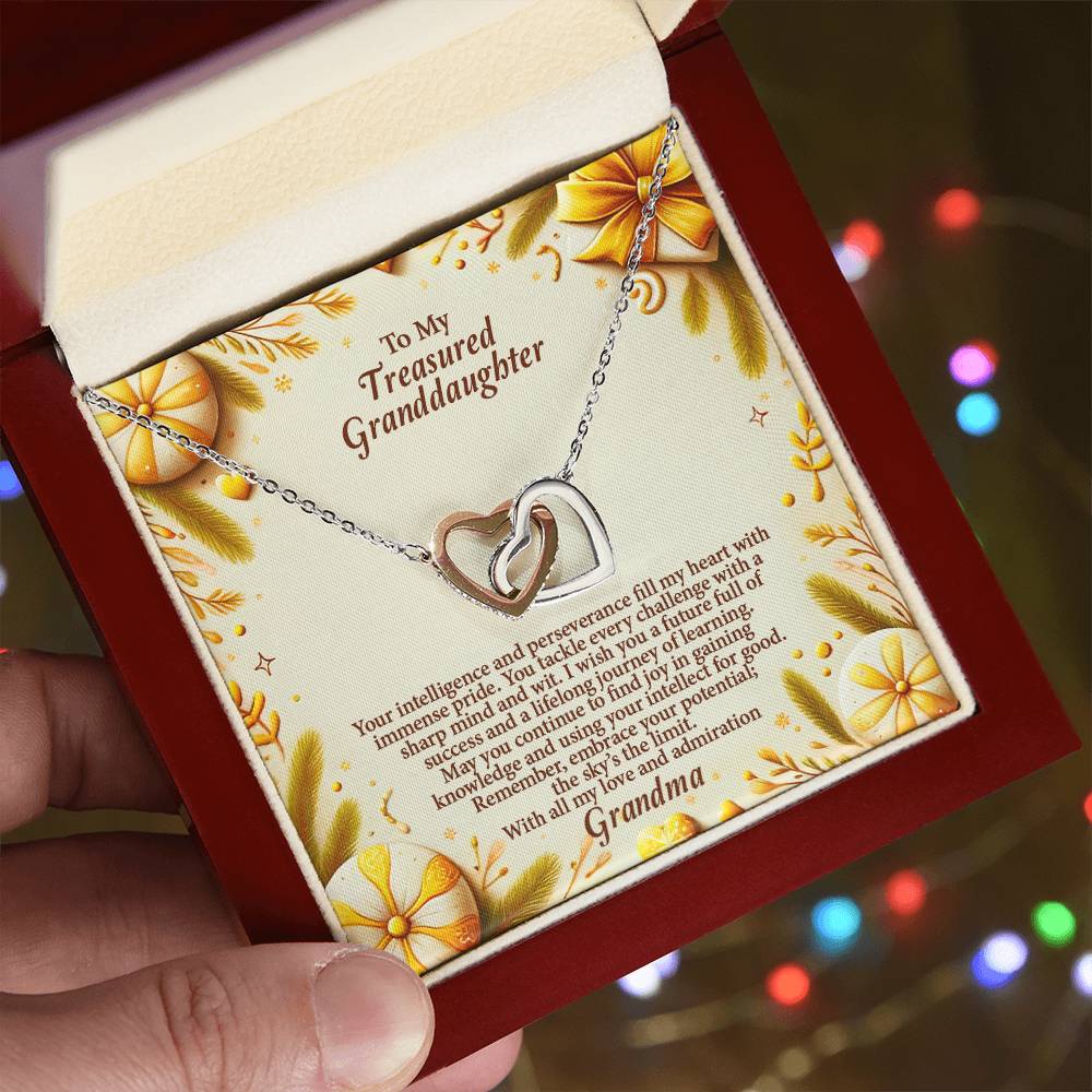 4056b Interlocking Hearts Necklace, Gift to My Granddaughter , with beautiful message card