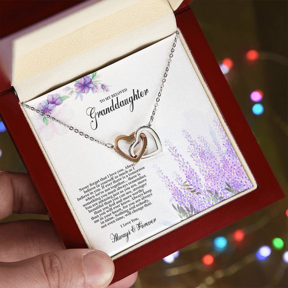 4030 (b) Interlocking Hearts Necklace, Gift to My Granddaughter , with beautiful message card