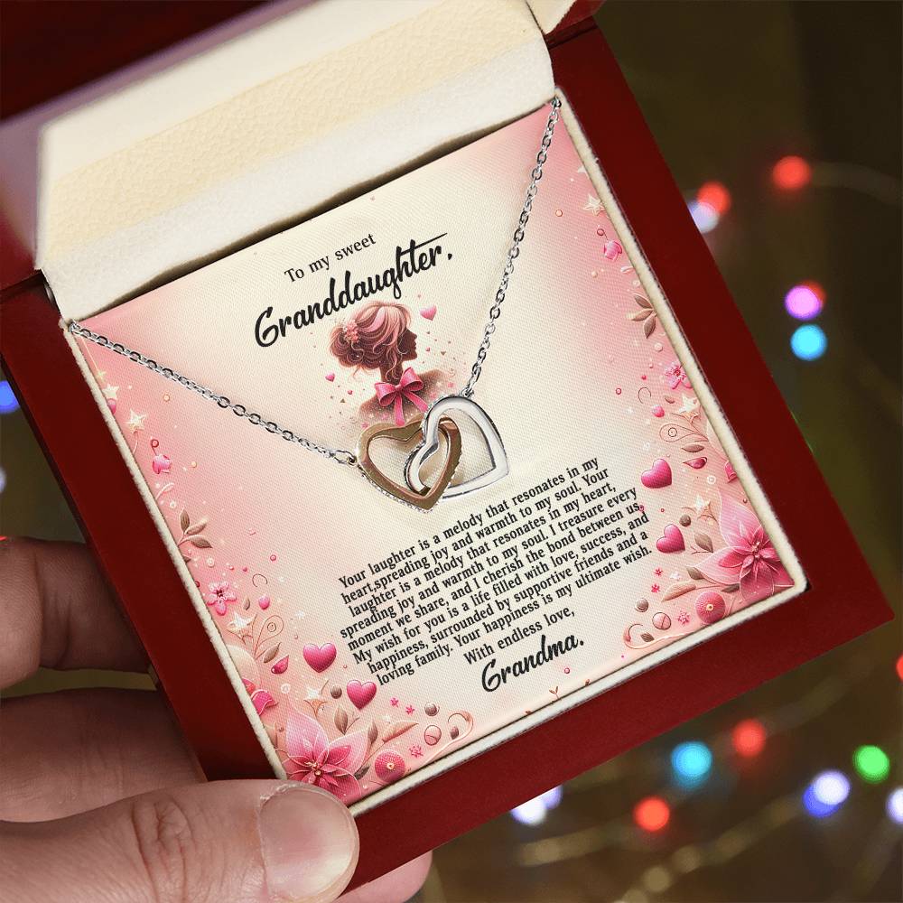 4058(b) Interlocking Hearts Necklace, Gift to My Granddaughter , with beautiful message card