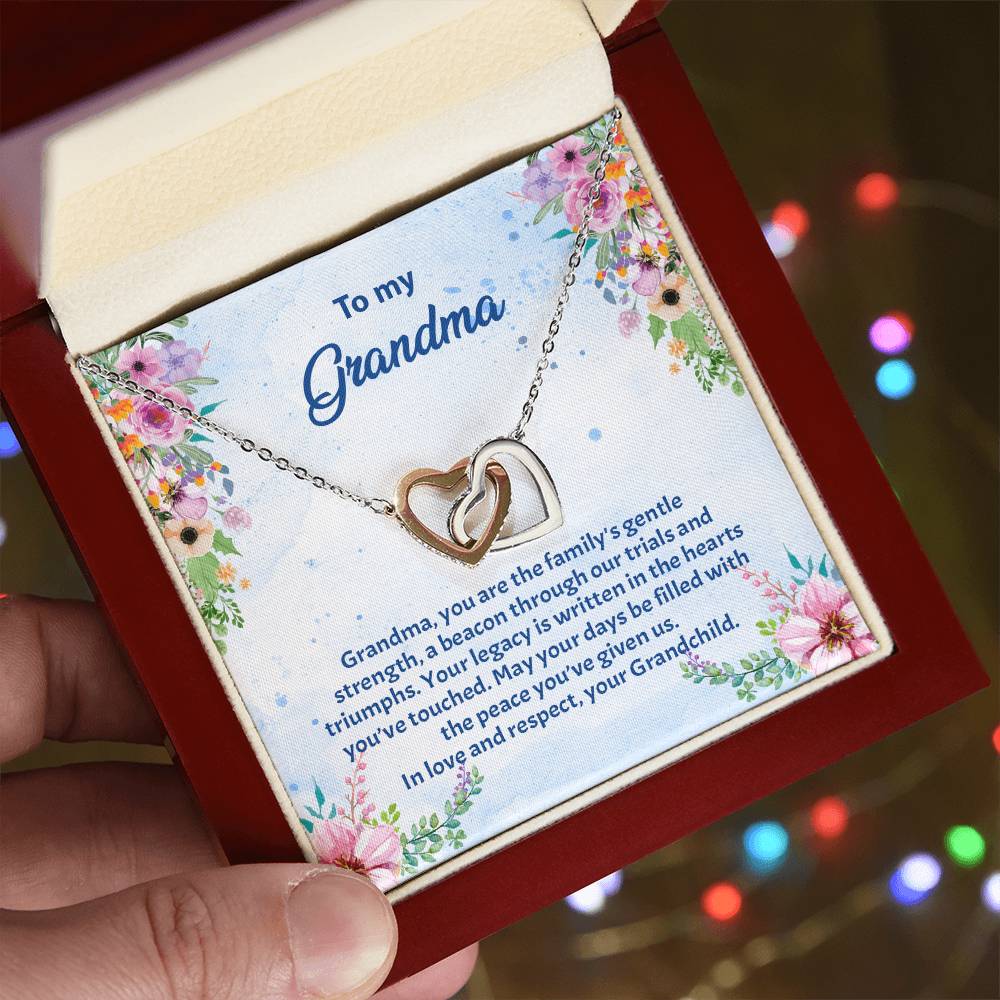 4038b Interlocking Hearts Necklace, Gift to my Grandma with Beautiful Message Card