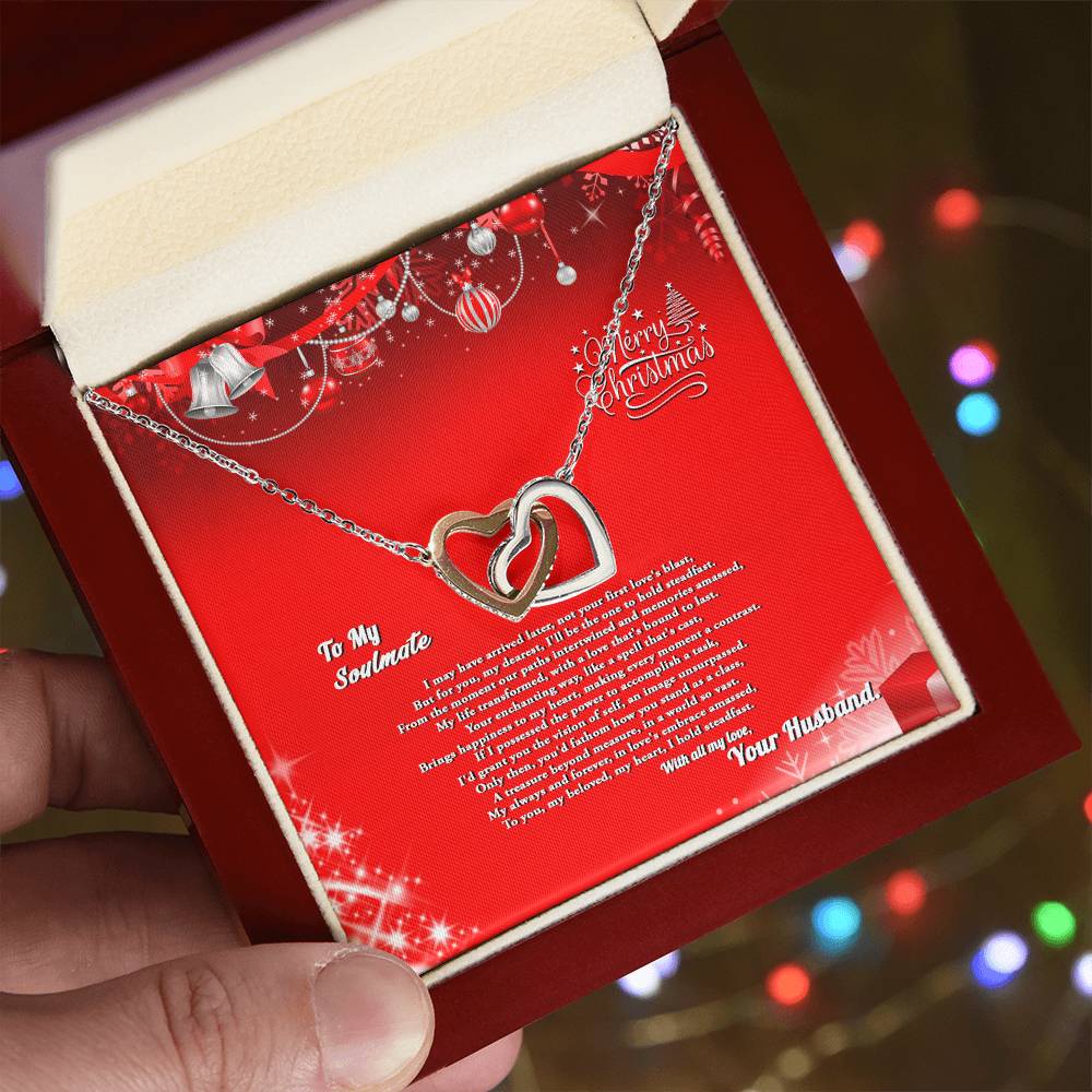 4007a Interlocking Hearts neck, Gift to My Soulmate with Message Card