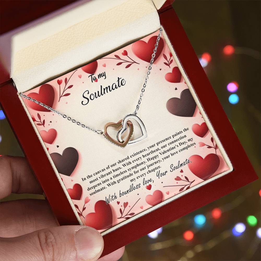 Valentine-st7b Interlocking Hearts neck, Gift to My Soulmate with Message Card