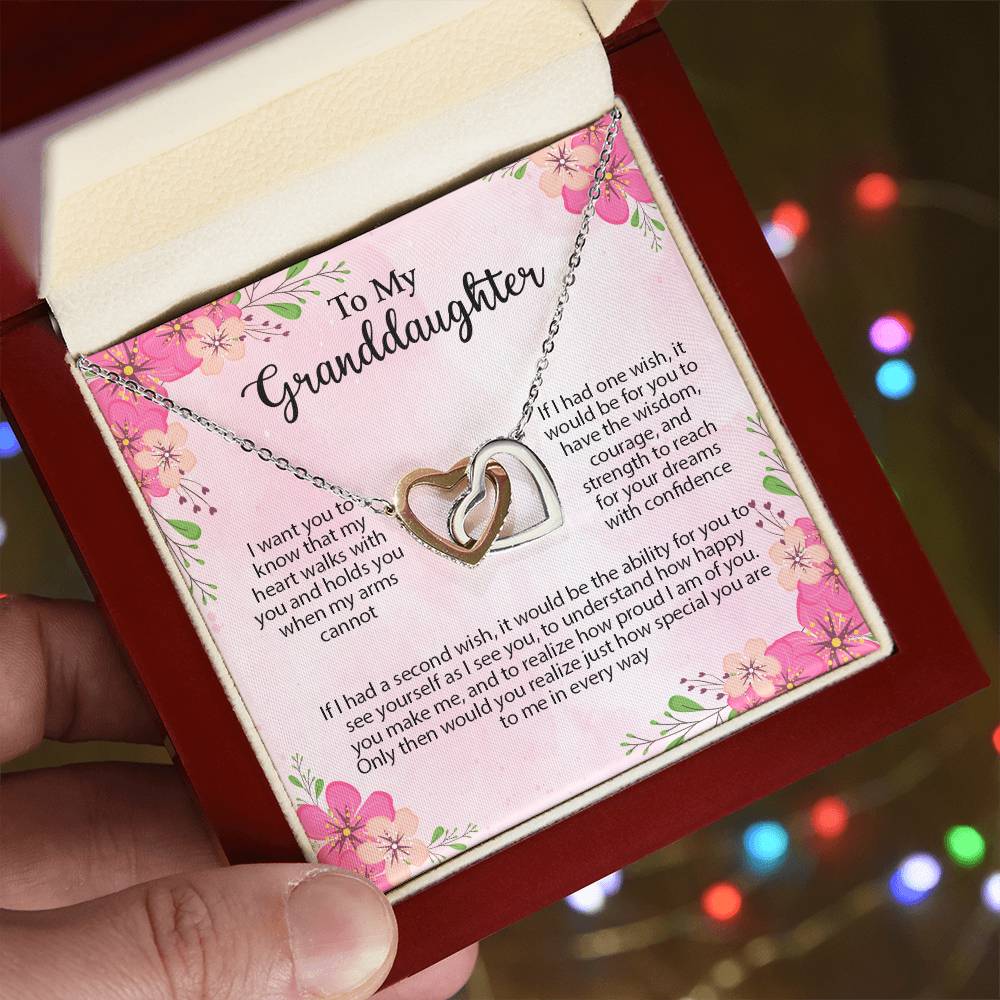 4035 Interlocking Hearts Necklace, Gift to My Granddaughter , with beautiful message card