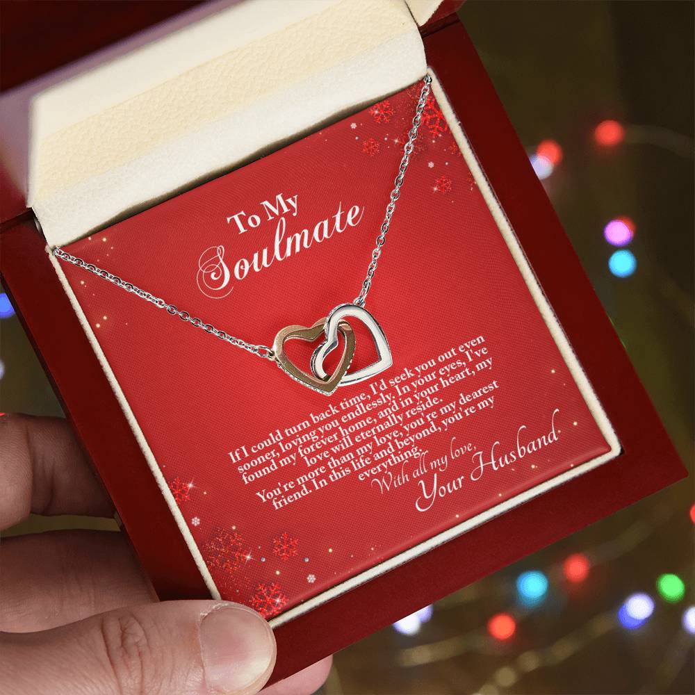 4005a Interlocking Hearts neck, Gift to My Soulmate with Message Card