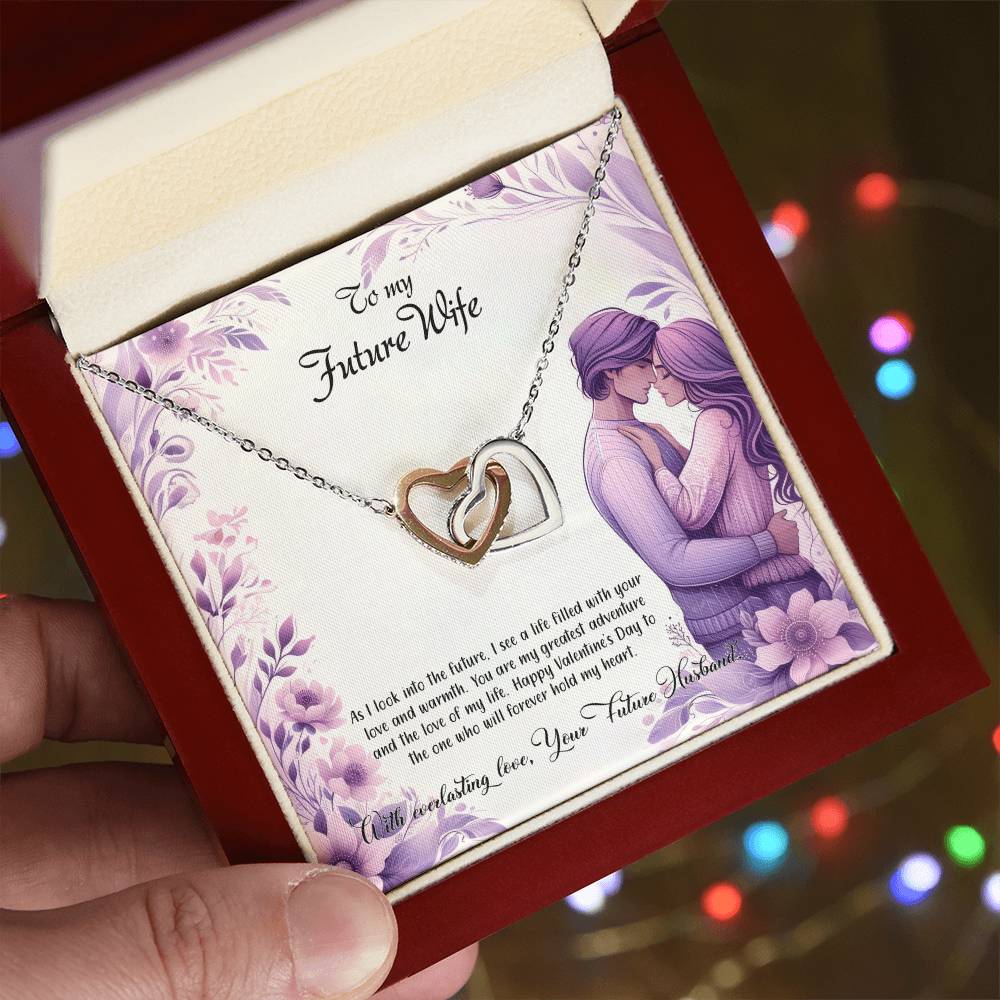 Valentine-st25d Interlocking Hearts Necklace, Gift to my Future Wife with Beautiful Message Card