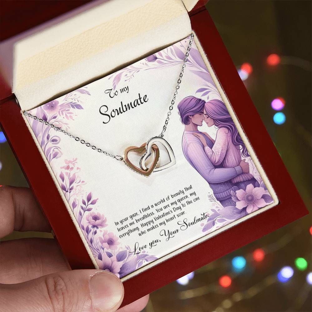 Valentine-st25b Interlocking Hearts neck, Gift to My Soulmate with Message Card