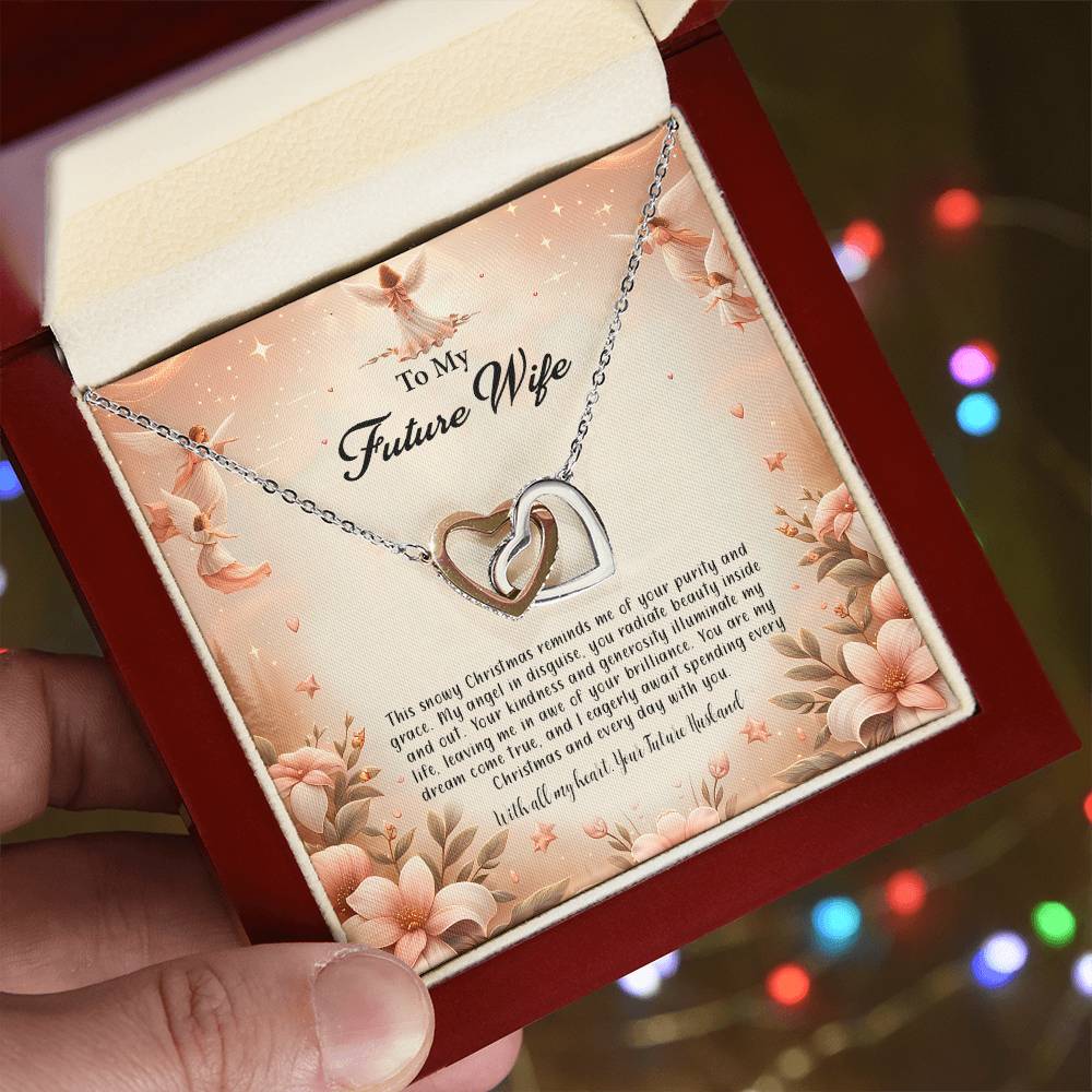 4052e Interlocking Hearts Necklace, Gift to my Future Wife with Beautiful Message Card