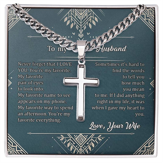1005c Artisan Cross on Cuban Link  chain