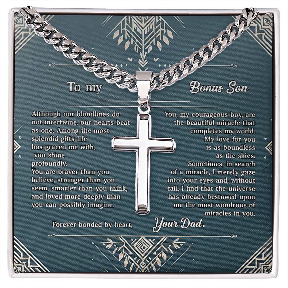 1005b Artisan Cross on Cuban Link  chain