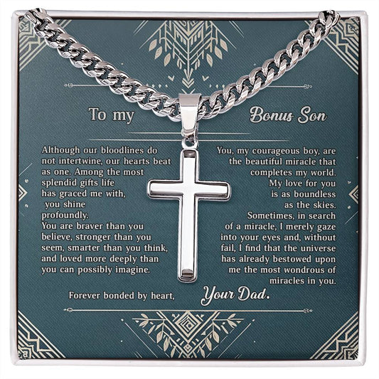 1005b Artisan Cross on Cuban Link  chain