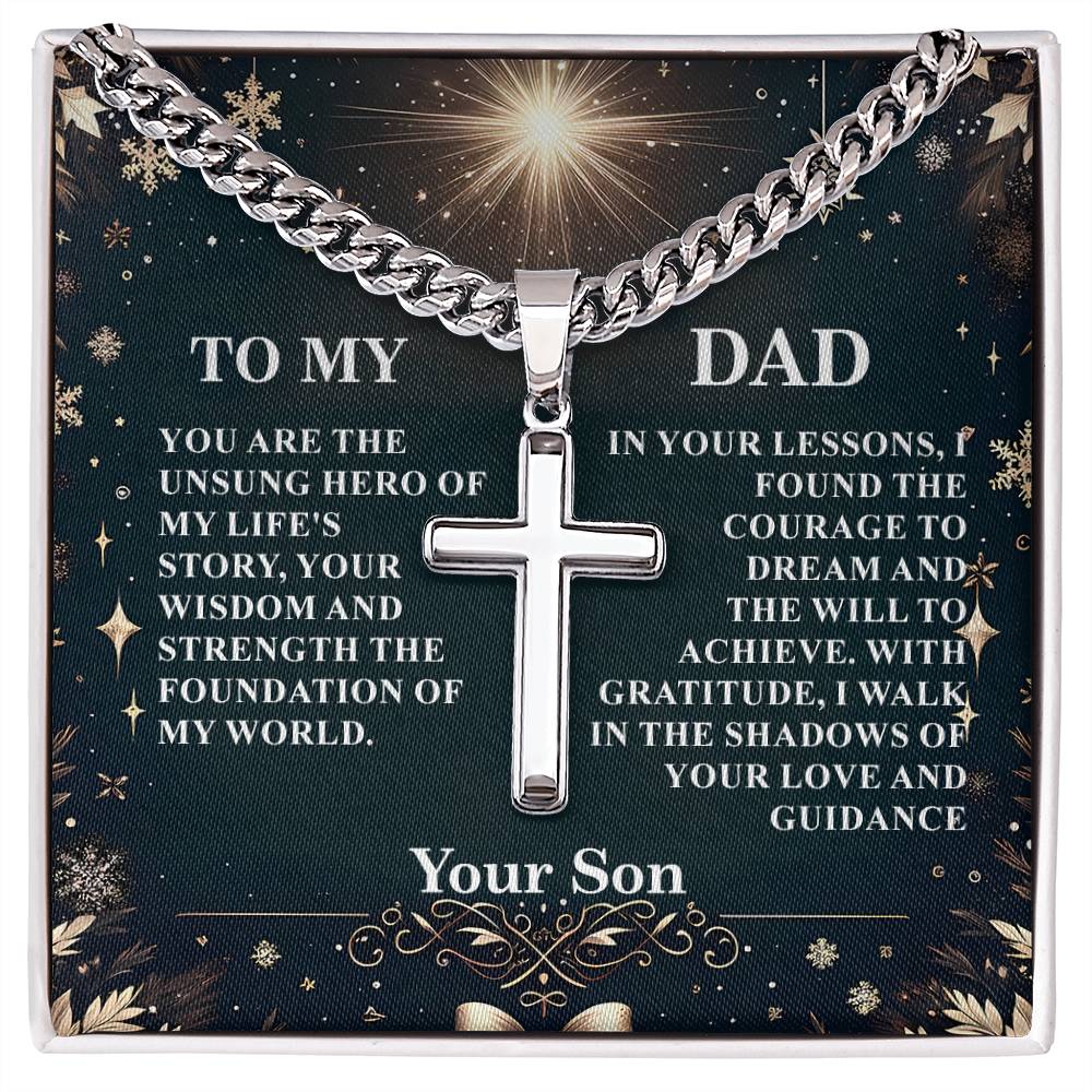 3009a Artisan Cross on Cuban Link  chain