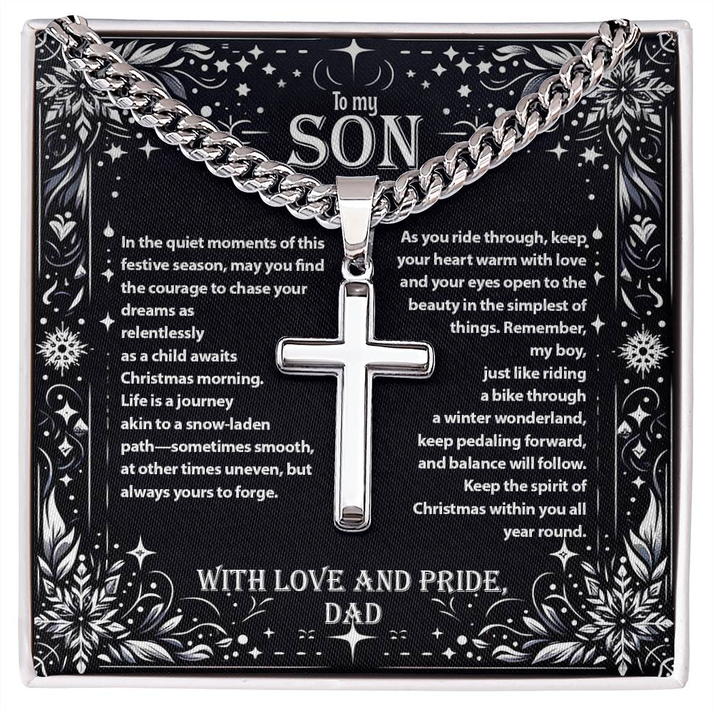 3007a Artisan Cross on Cuban Link  chain