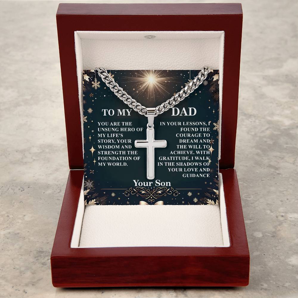 3009a Artisan Cross on Cuban Link  chain