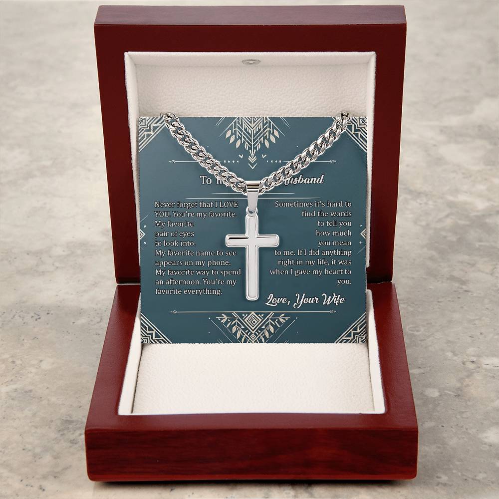 1005c Artisan Cross on Cuban Link  chain
