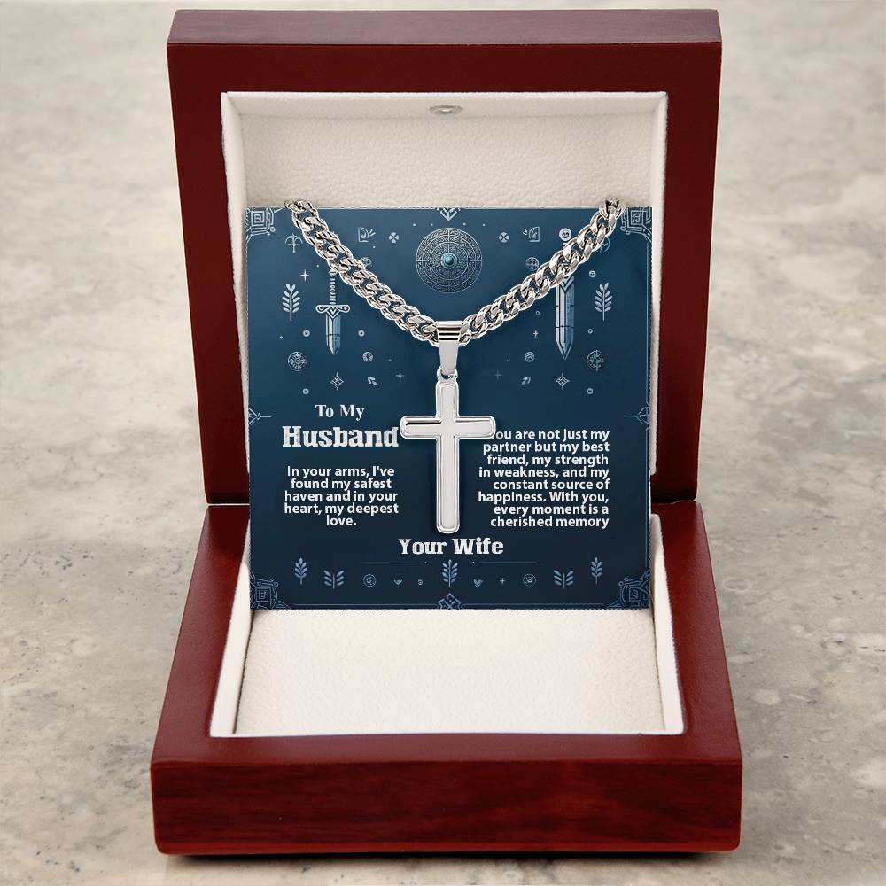 2008b Artisan Cross on Cuban Link  chain