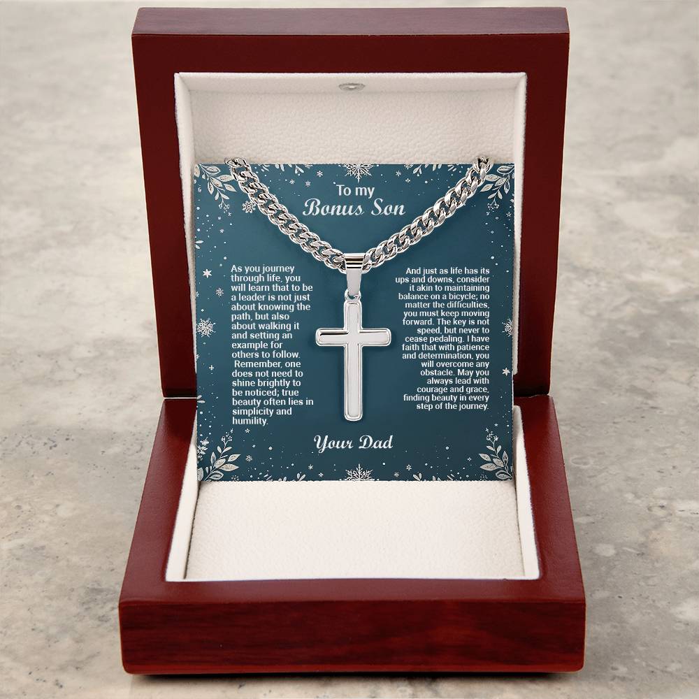 1003a Artisan Cross on Cuban Link  chain