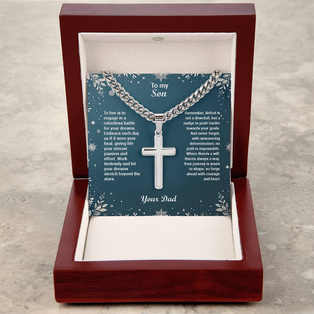 1003b Artisan Cross on Cuban Link  chain