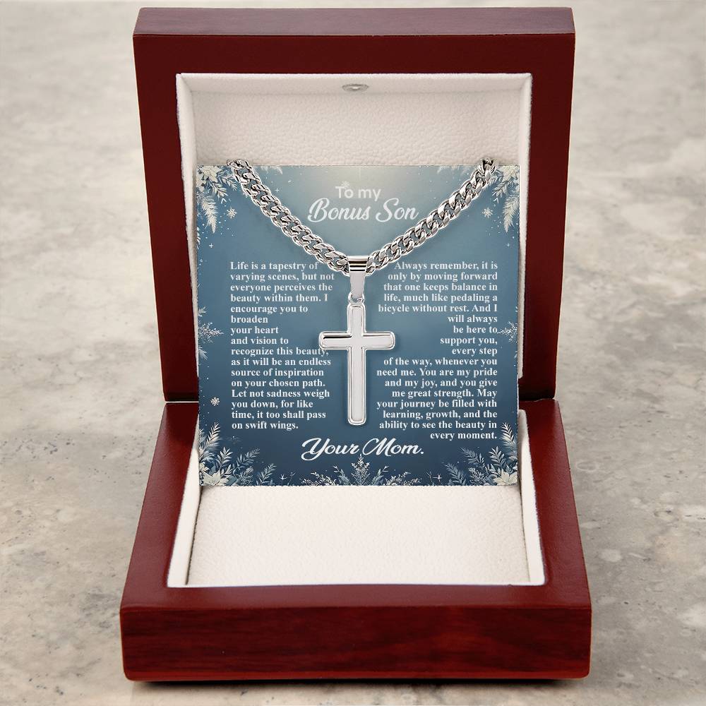 1004b Artisan Cross on Cuban Link  chain