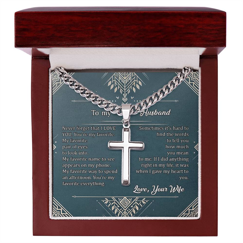 1005c Artisan Cross on Cuban Link  chain
