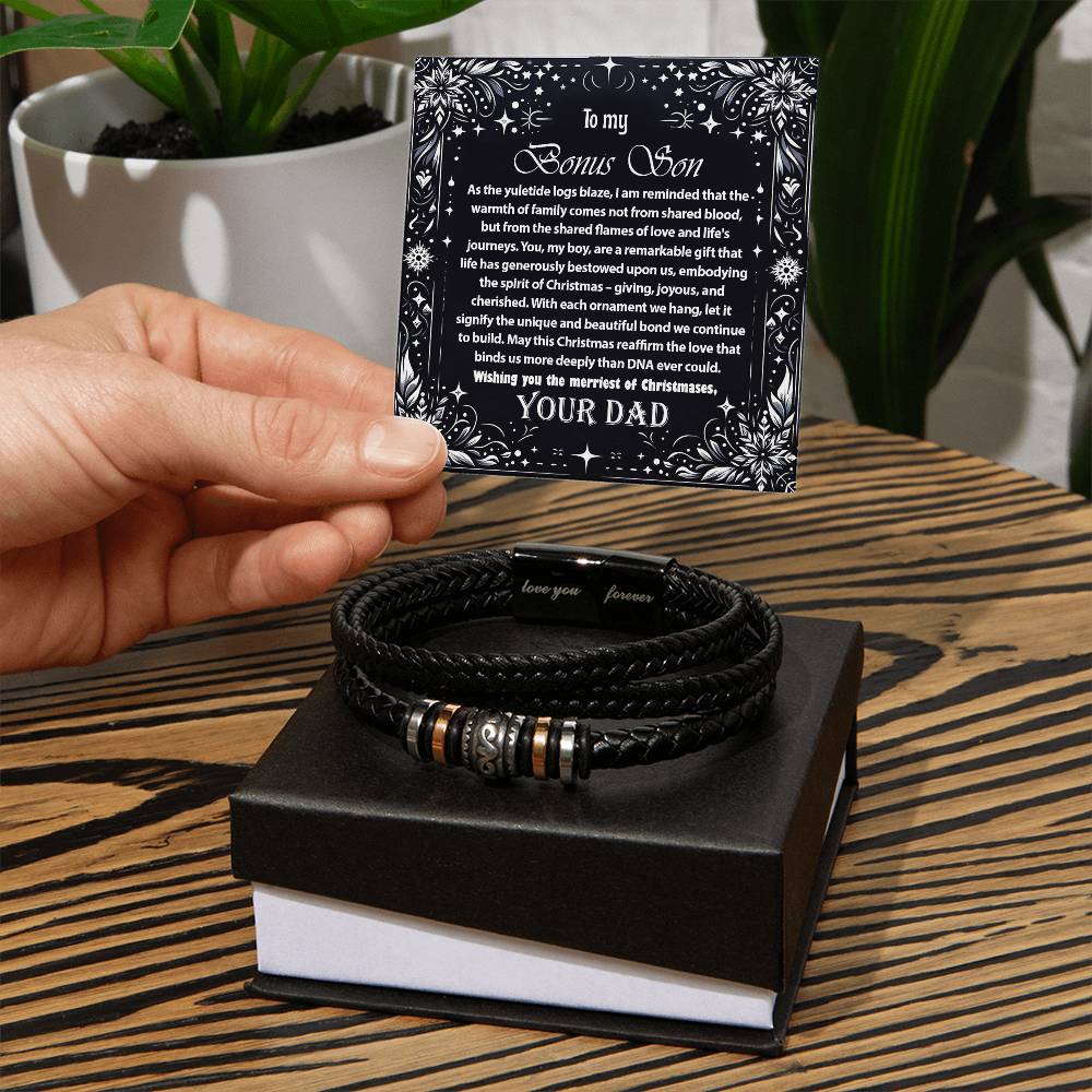 1007b Love you forever Bracelet,  Gift To My Bonus Son With Message Card