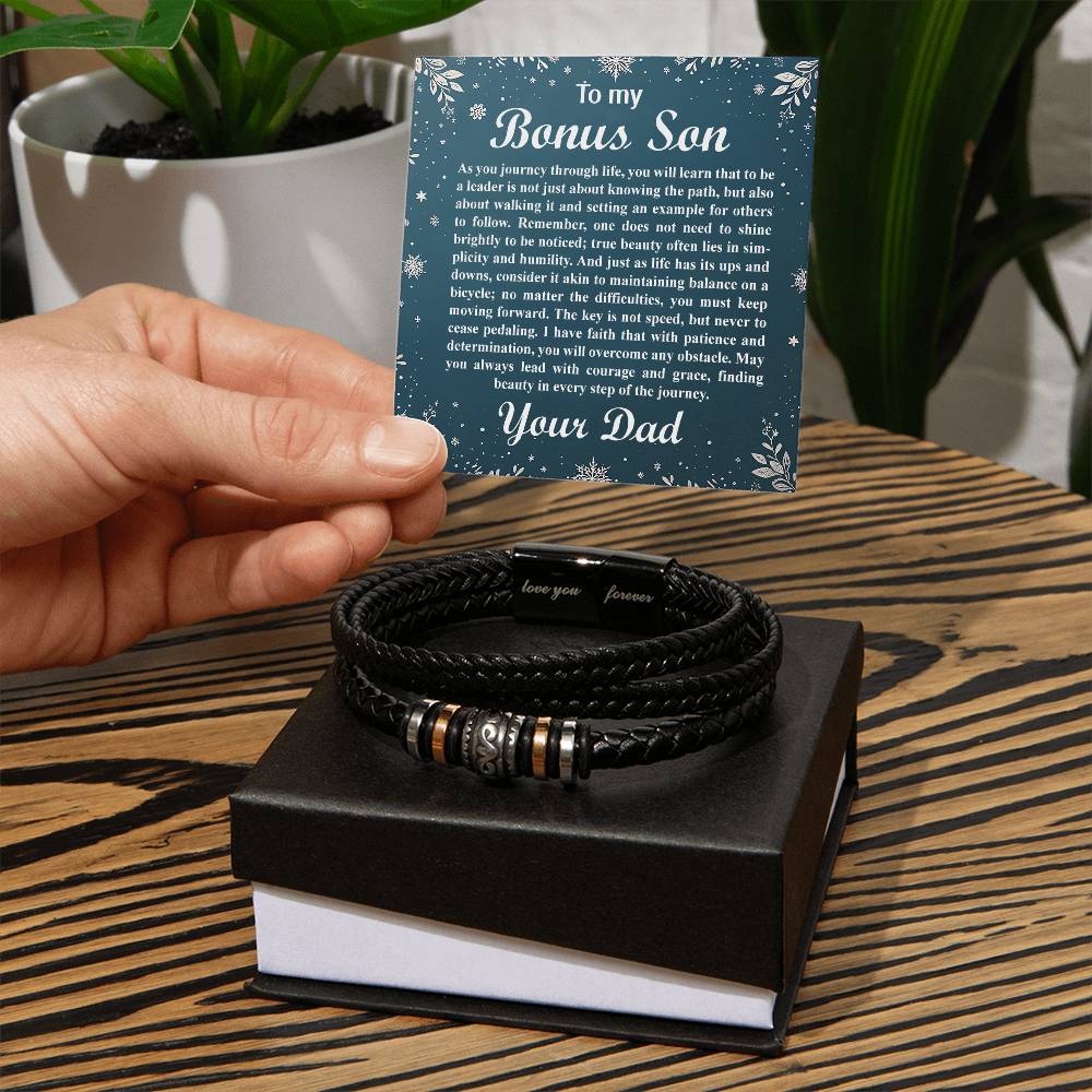 3003a Love you forever Bracelet, Gift for my bonus Son with Message Card