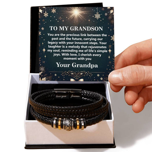 1009d Love you forever Bracelet, Gift to my Grandson with Message Card