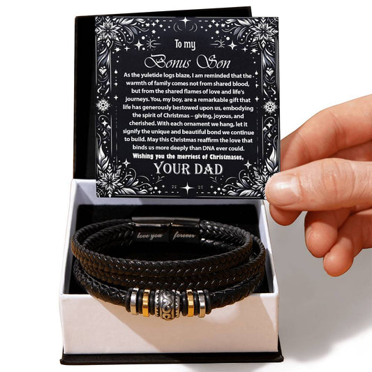 1007b Love you forever Bracelet,  Gift To My Bonus Son With Message Card