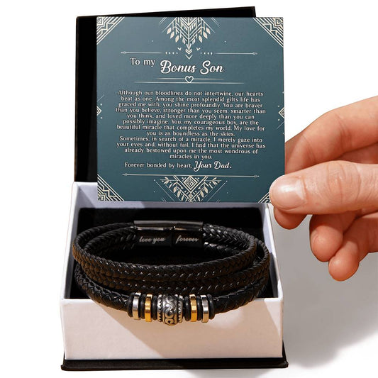 3005b Love you forever Bracelet, Gift for Bonus Son with Message Card