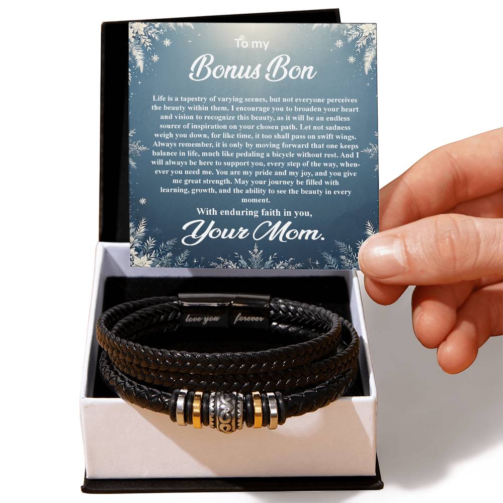 3004b Love you forever Bracelet, Gift for my Bonus Son with Message Card