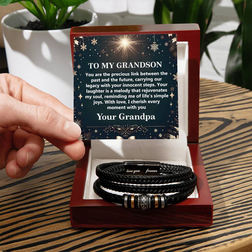 1009d Love you forever Bracelet, Gift to my Grandson with Message Card