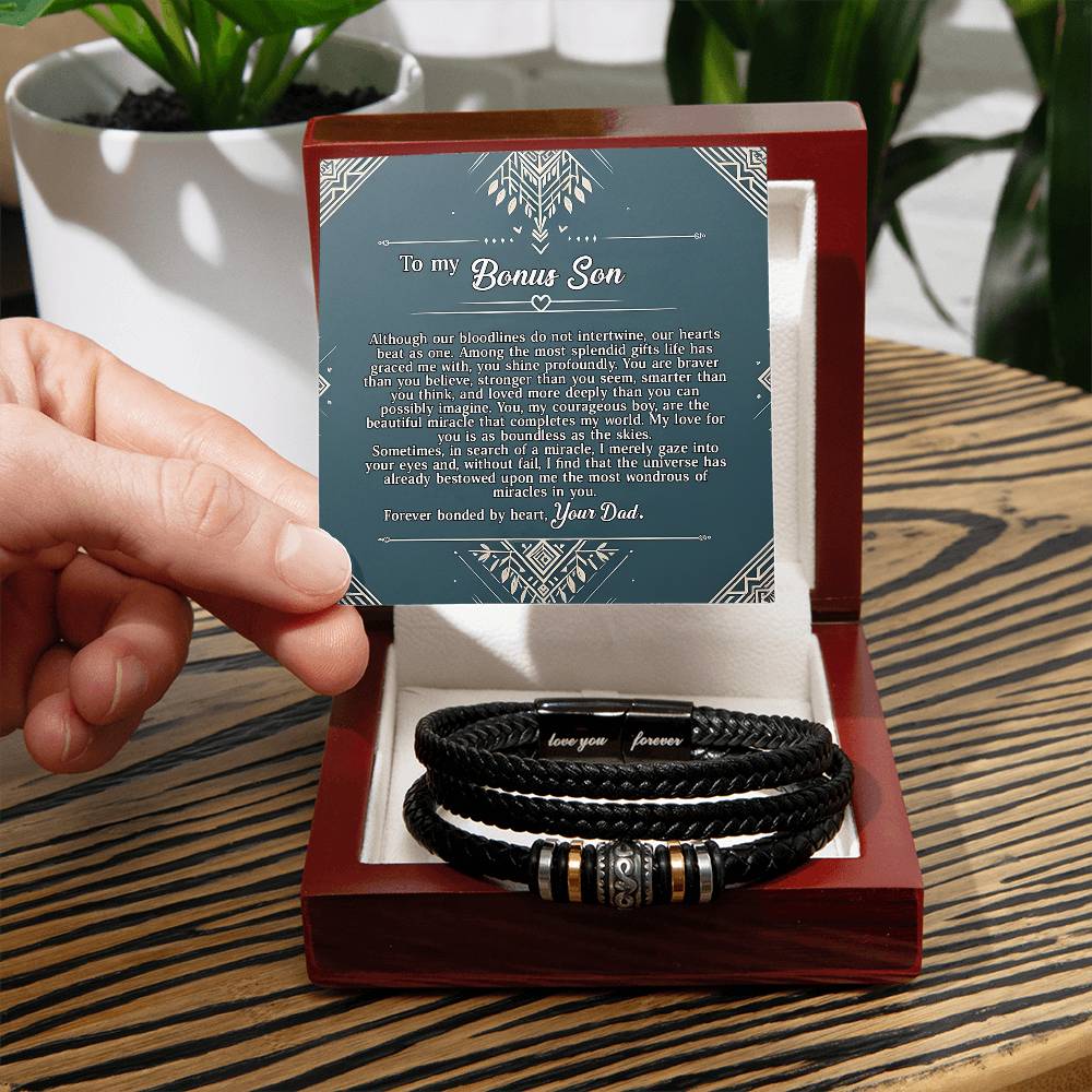 3005b Love you forever Bracelet, Gift for Bonus Son with Message Card