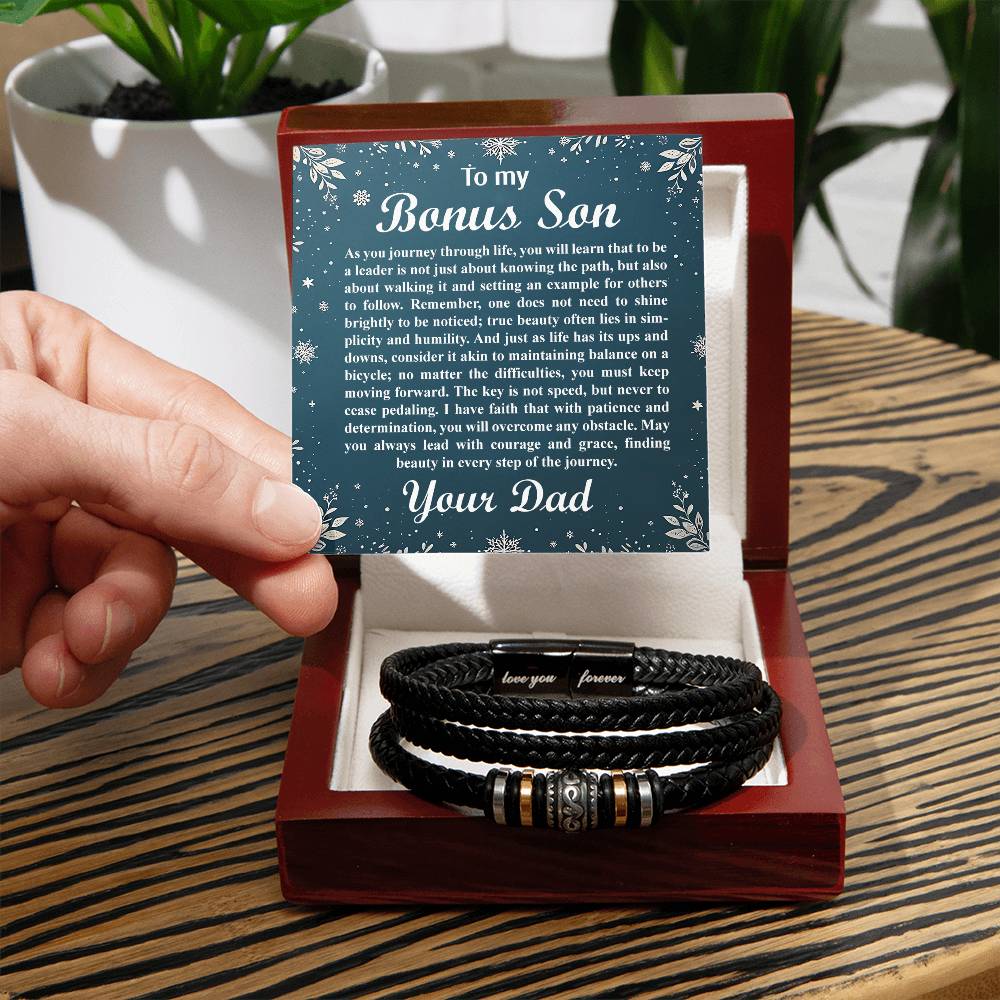 3003a Love you forever Bracelet, Gift for my bonus Son with Message Card