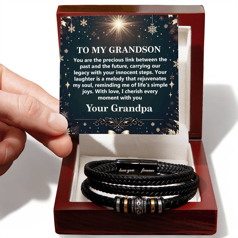 1009d Love you forever Bracelet, Gift to my Grandson with Message Card