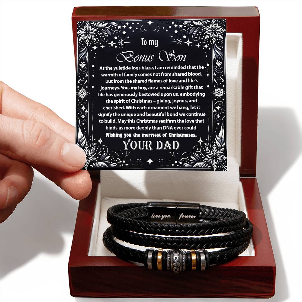 1007b Love you forever Bracelet,  Gift To My Bonus Son With Message Card