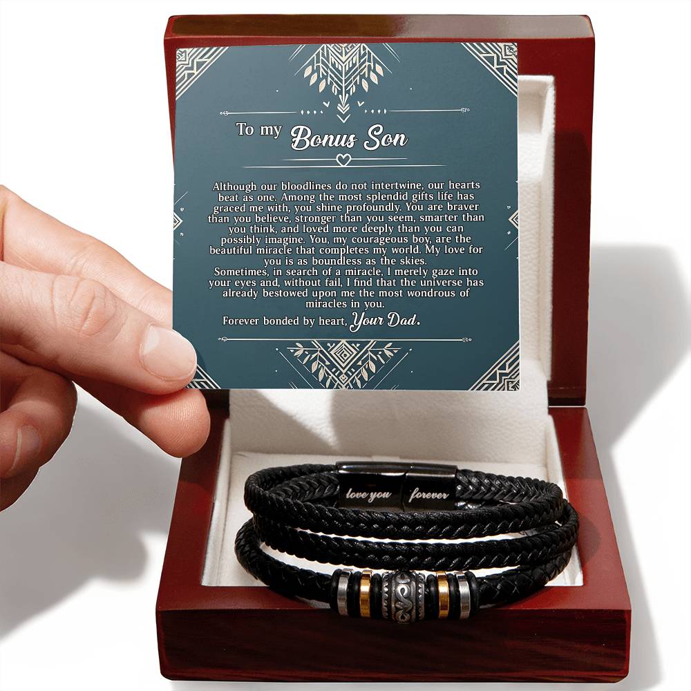 3005b Love you forever Bracelet, Gift for Bonus Son with Message Card