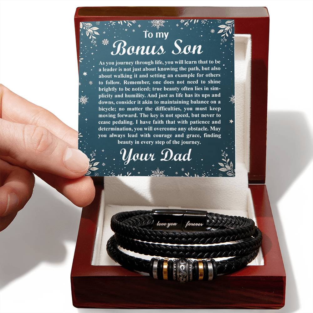 3003a Love you forever Bracelet, Gift for my bonus Son with Message Card