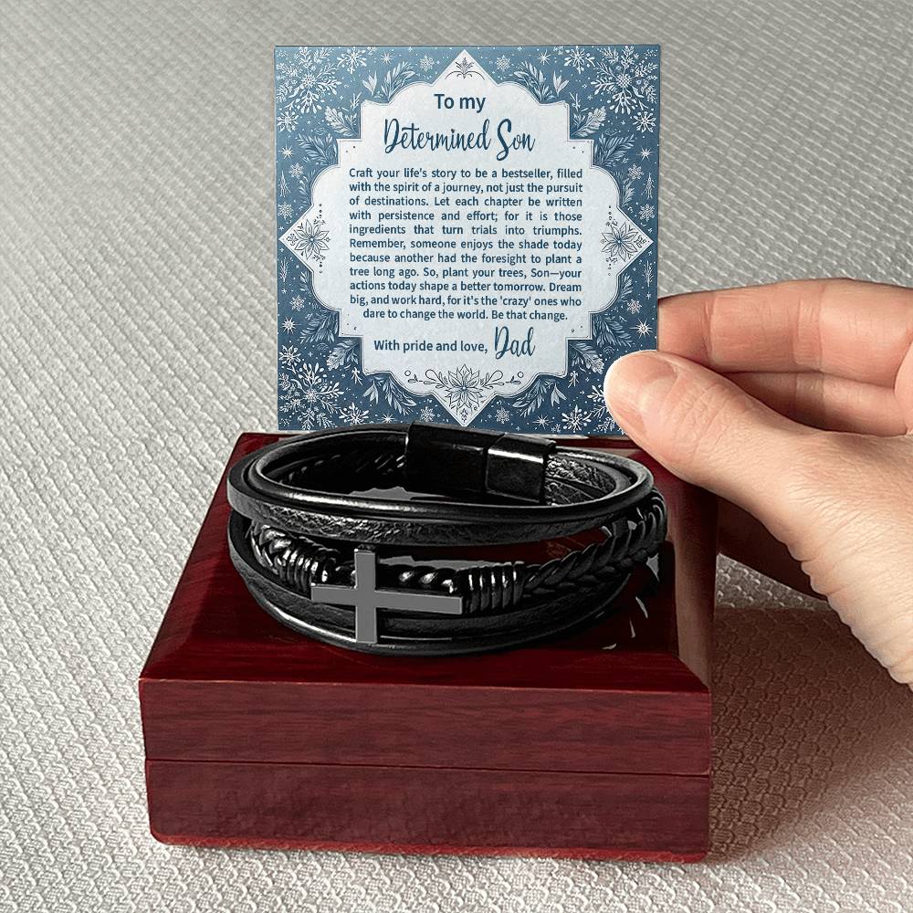 Men's Cross Bracelet, Gift for my Son with Message Cards