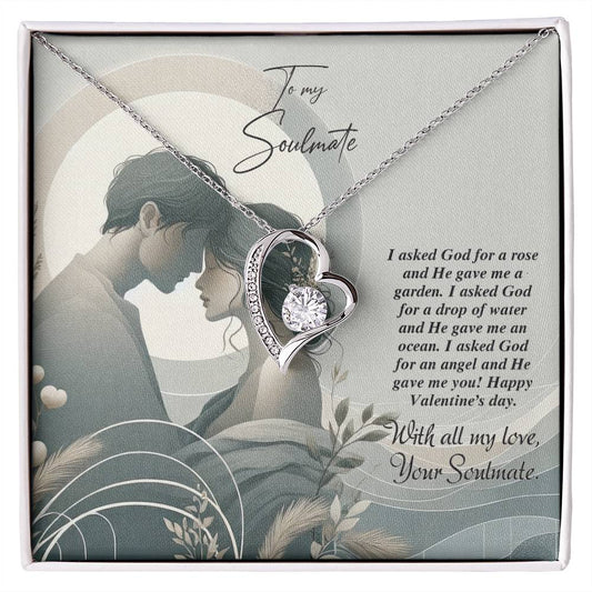 Valentine-st22b Forever Love Necklace, Gift to My Soulmate with Beautiful Message Card