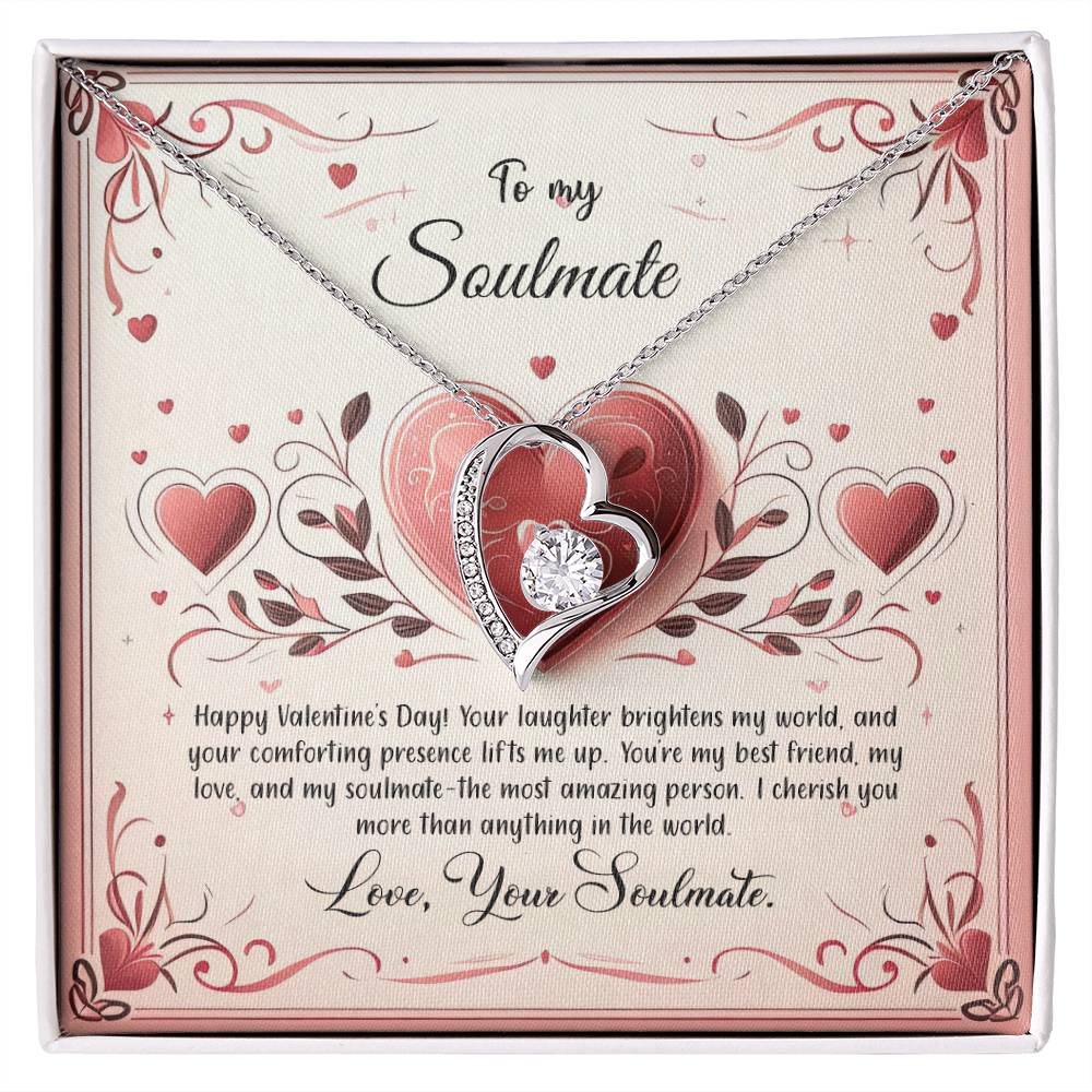 Valentine-st12b Forever Love Necklace, Gift to My Soulmate with Beautiful Message Card