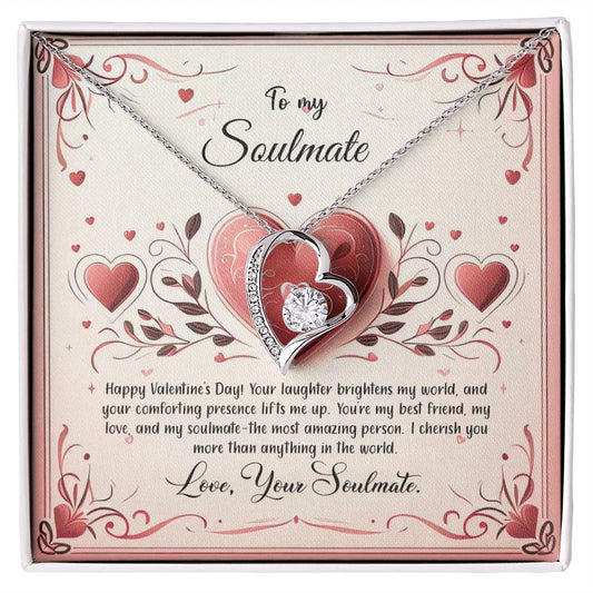 Valentine-st12b Forever Love Necklace, Gift to My Soulmate with Beautiful Message Card