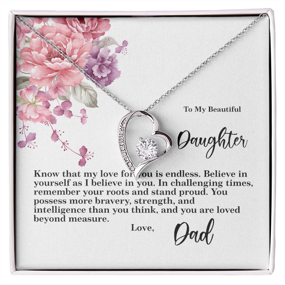 4027b Forever Love Necklace, Gift to my Daughter with Beautiful Message Card