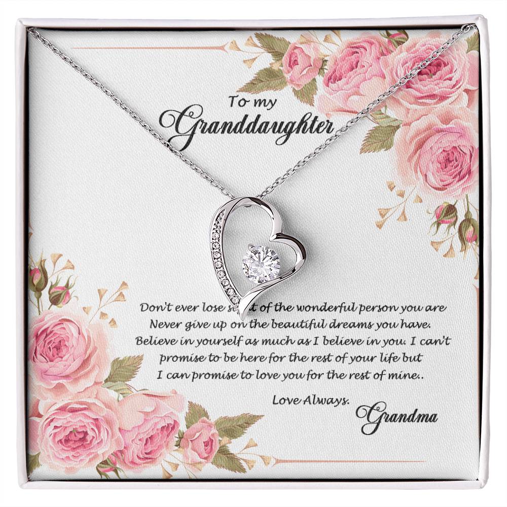 4034 (a) Forever Love Necklace, Gift to my Granddaughter with Beautiful Message Card